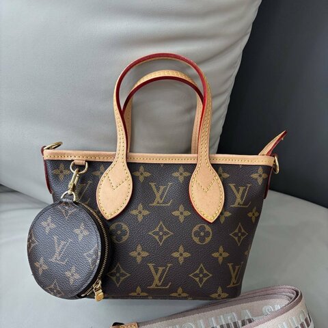 芯片款 路易威登/Louis Vuitton 老花Neverfull BB米色肩帶