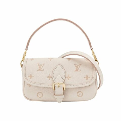 Louis Vuitton (LV) DianeNano牛皮壓花老花斜背包晶片款