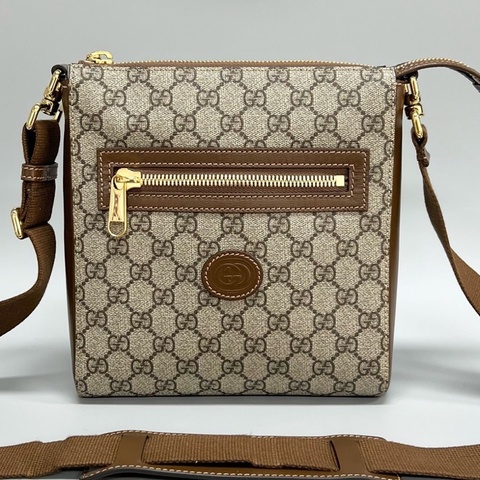 GUCCI/古馳 經典老花復古雙G郵差包 單肩斜挎包 尺寸：21*23.5cm
