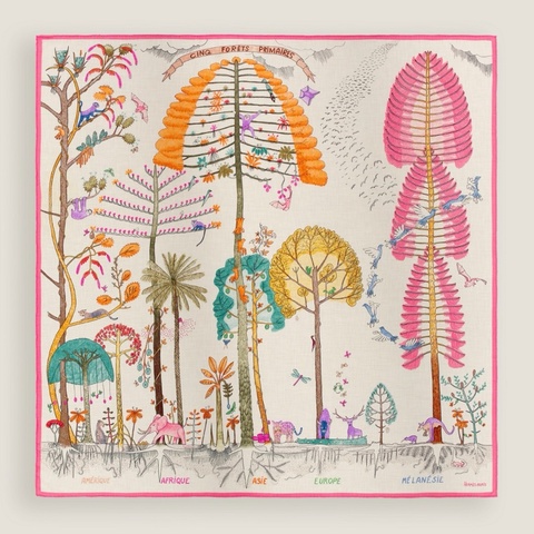 📤 全新 現貨 🧡 Hermes Scarf Shawl 140 絲巾 方巾 圍巾 cashmere🧣soie cinq forets primaire 原始五林