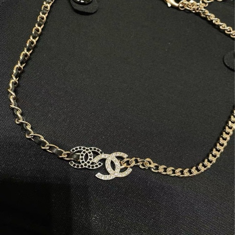 Chanel香奈兒 鴛鴦皮穿雙c項鍊 choker