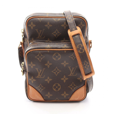 路易威登 Amazon 肩斜背包 M45236 Monogram 皮革 棕色 二手