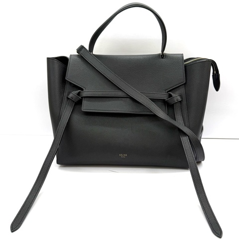 CELINE 黑色BELT MINI 手提肩背2WAY包  鯰魚包 OLD LOGO