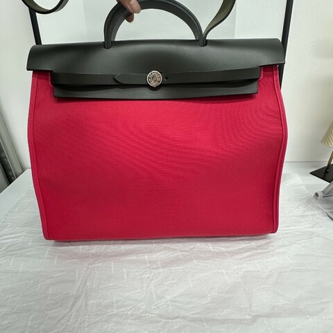 Hermès愛馬仕 herbag39 紅銀配色 內車線 C刻