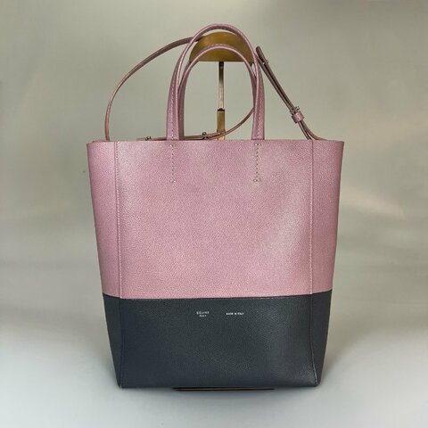 CELINE 粉舊款拚色托特包