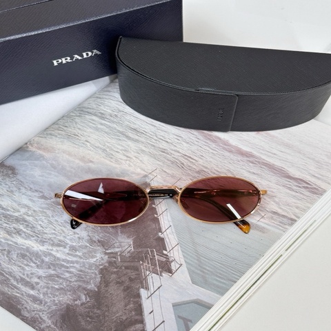 PRADA 普拉達 玫瑰金橢圓形休閒墨鏡