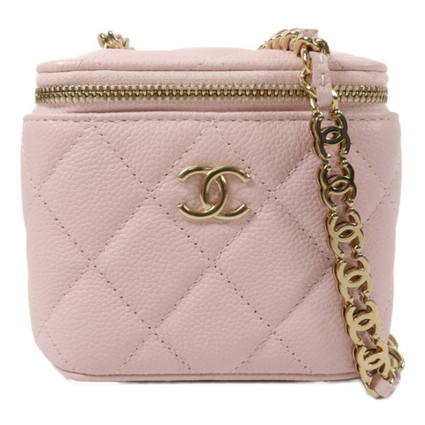 CHANEL Grained Calfskin Mini Vanity Shoulder鏈帶肩背袋