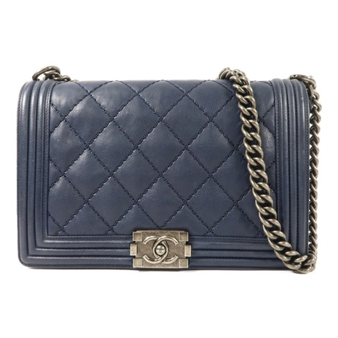 CHANEL 羊皮皮革Boy Chanel鏈帶肩背袋