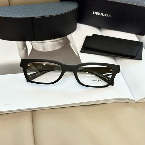 PRADA 普拉達 黑色霧面方形平光鏡 素顏鏡