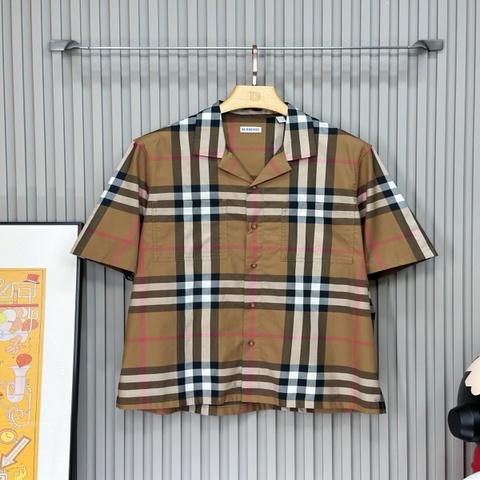 BURBERRY 巴寶莉 卡其色格紋休閒襯衫 短袖