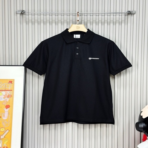 BURBERRY 巴寶莉 黑色印花休閒Polo衫 短袖