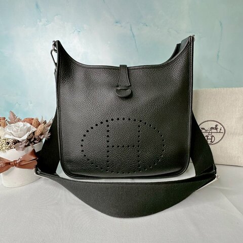 HERMES 黑銀扣Evelyne 29