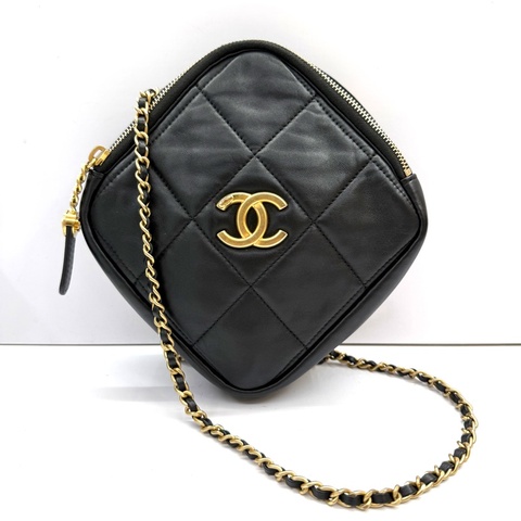 CHANEL 香奈兒 黑色羊皮鏈條鑽石包AS2201 NO.30