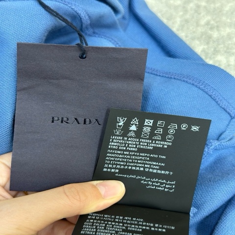 PRADA 普拉達 霧霾藍休閒polo衫 短袖 100%棉