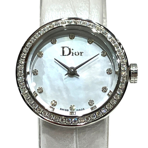 Dior La Di de腕錶，總重21.3克，不鏽鋼錶殼，真皮錶帶，石英機芯，白色珍珠貝母錶盤，CD041111