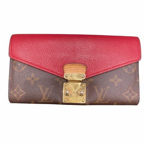 LOUIS VUITTON 路易威登 M58414 PALLAS MONOGRAM PVC帆布 長夾 紅色皮拚老花