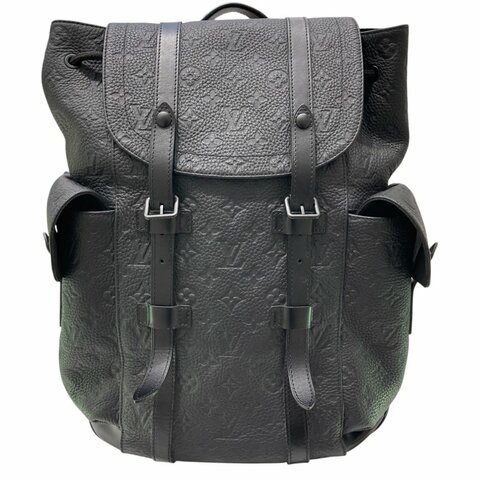 LOUIS VUITTON 路易威登 M20899 Christopher MM 後背包 皮革 黑色 銀釦/黑釦