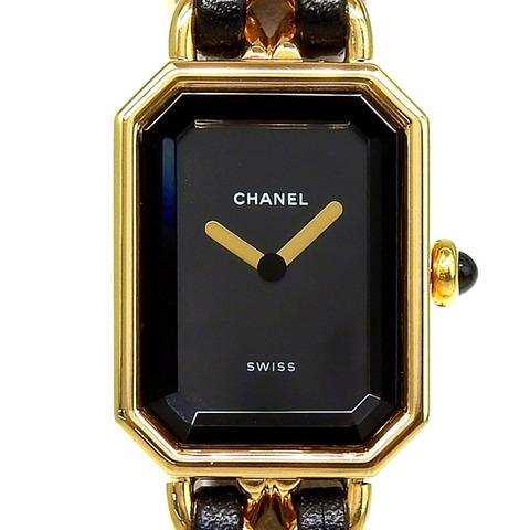 香奈兒 (Chanel) CHANEL Première 大號 H0001 黑色錶盤 GP/皮革 石英女錶 約 26 毫米（高）x 20 毫米（寬）