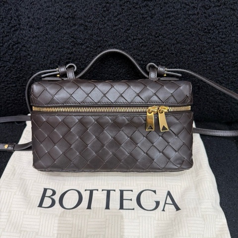 Bottega Veneta  葆蝶家 編織化妝包手提包單肩包斜挎包 棕色