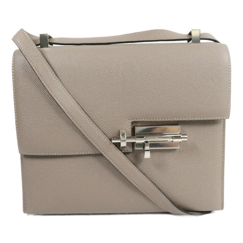 HERMES Epsom皮革Verrou 23肩背袋Gris Asphalte