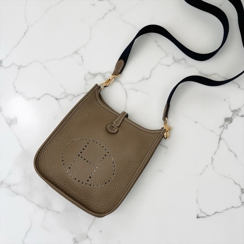 莉亞精品♡ Hermes Mini Evelyne 大象灰 二手美包