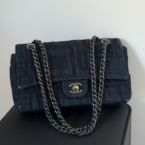 Chanel 香奈兒 極品 浮雕 香水瓶 牛仔 cf單肩包斜背包