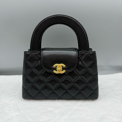 香奈兒/Chanel 羊皮黑金kelly手提包鏈條包 26C斜背包