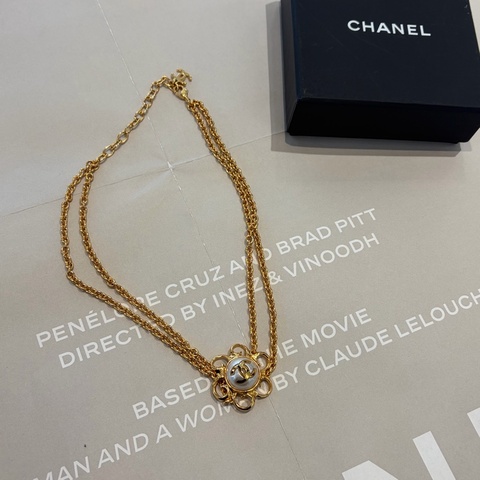 CHANEL 太陽花珍珠頸鏈