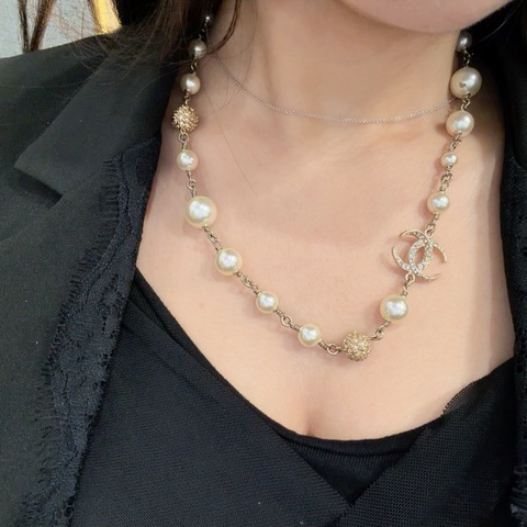 CHANEL 珍珠水鑽項鏈