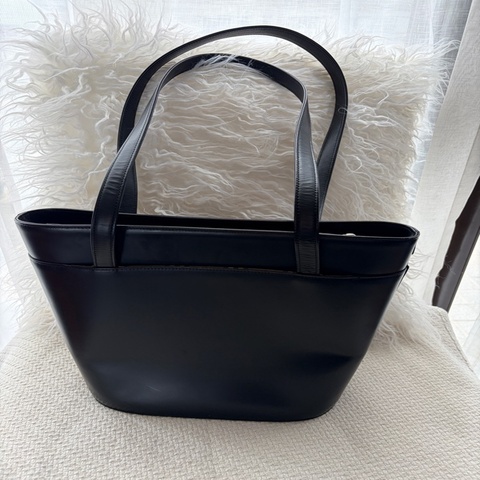 Vintage Burberry Black Leather Nova Check Tote Bag｜經典黑色皮革托特包
