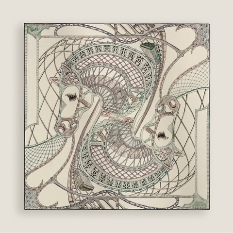 📤 全新 現貨 🧡 Hermes Scarf 90 絲巾 方巾 圍巾🧣Chevaux d'Hephaistos 赫菲斯托斯之馬 白色