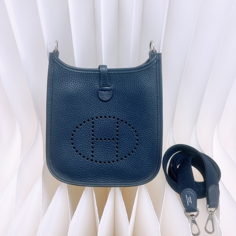 Hermes mini evelyne 深藍色銀釦 C