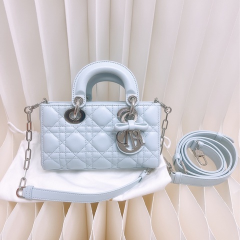 Dior lady d-joy mini 冰藍色銀釦