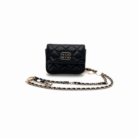 【威選精品】🖤 CHANEL 黑色琺瑯雙C小腰包｜迷你精品新寵