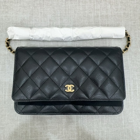 JK國際二手精品✨ Chanel 全新 woc黑金荔枝牛 芯片款