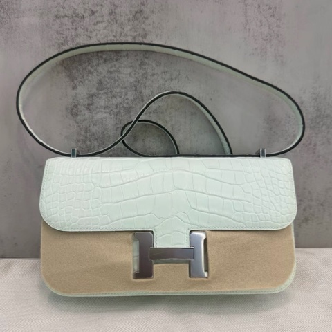 Hermes Constance康康 elan 氣泡綠 銀扣K刻