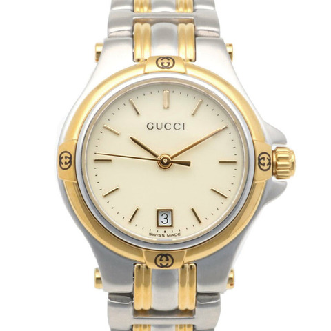 Gucci 手錶，9040L 不鏽鋼石英錶，拋光，女士手錶。