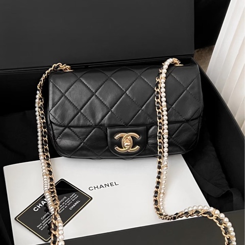 Chanel • 黑金珍珠鏈條Cf 20 大全配🈶購證