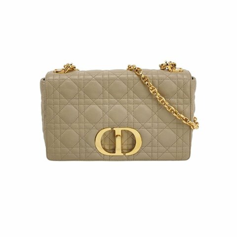 Dior Caro中牛皮純色藤格紋CD扭扣單肩包