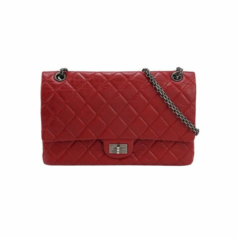 Chanel 2.55 Flag Bag 季節限定款大牛皮菱格絎縫長方形旋扣單肩包