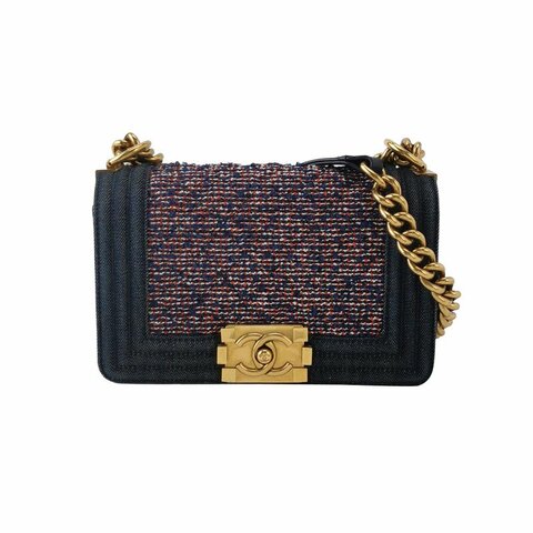 Chanel Leboy 季節限定款小號帆布拼色方形雙C鎖扣單肩包斜挎包