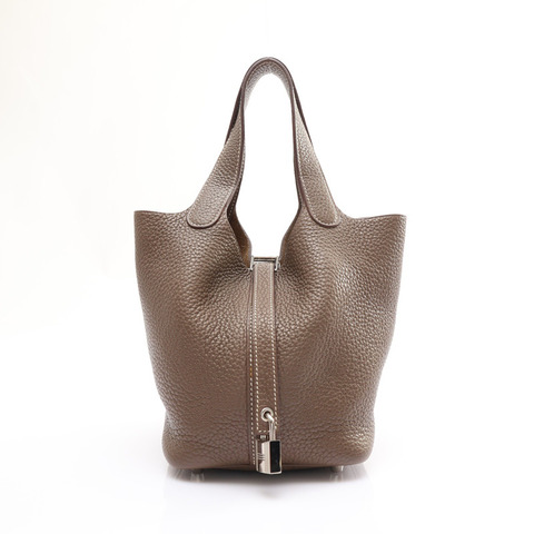 大象灰色 牛皮 Picotin Lock 18 手提包 口Q刻【HERMES 愛馬仕】 H056289CK