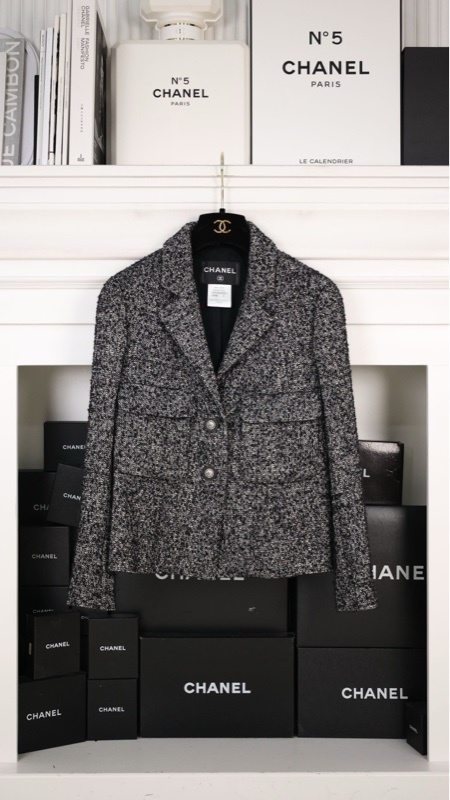 Chanel 14年达拉斯系列黑白雪花两口袋上衣外套