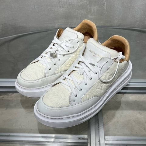 路易威登/Louis Vuitton LV Beverly Hills 白色浮雕板鞋 尺碼/UK5.5 39.5碼