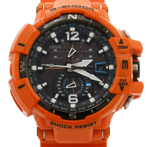 卡西歐 G-SHOCK 天空駕駛艙 GW-A1100R-4AJF 黑色橙色樹脂男士模擬手錶