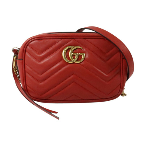 GUCCI 牛皮皮革GG Marmont金扣肩背袋