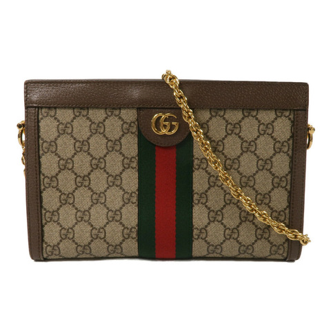 GUCCI 塗層帆布Ophidia GG鏈帶肩背袋