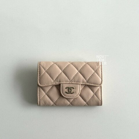 全新🫰🏻 Chanel 香奈兒 雙C卡包 裸膚色銀釦