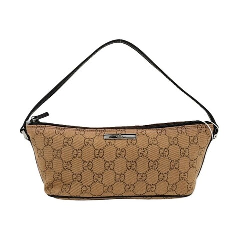 GUCCI 棕色帆布老花手提包