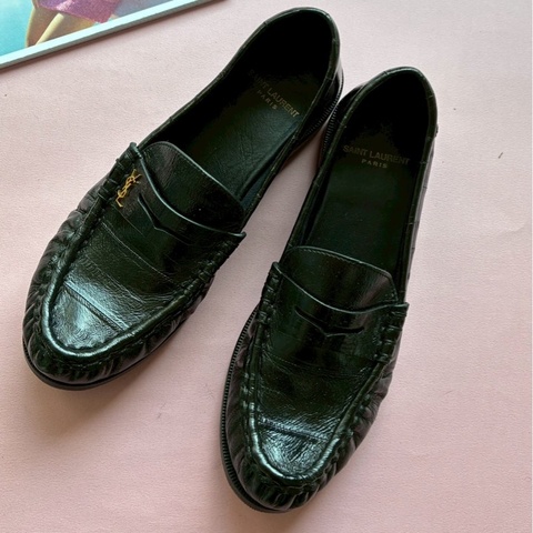 YSL 金色小logo樂福鞋37